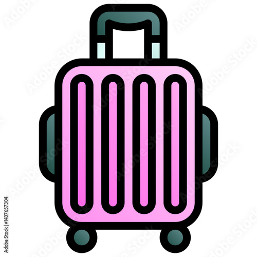 Suitcase. Editable vector icon, coloured with outlined stroke.