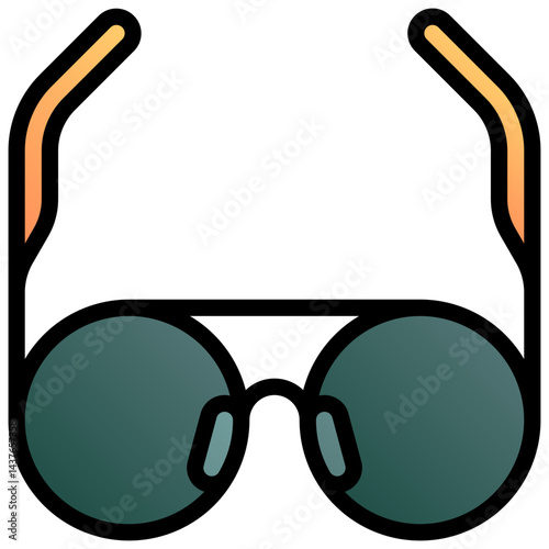 Sunglasses. Editable vector icon, coloured with outlined stroke.