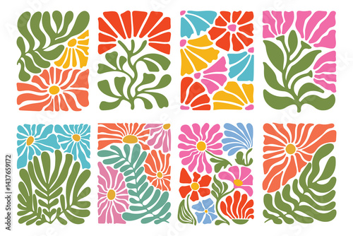 Abstract groovy retro boho 60s 70s flower vector