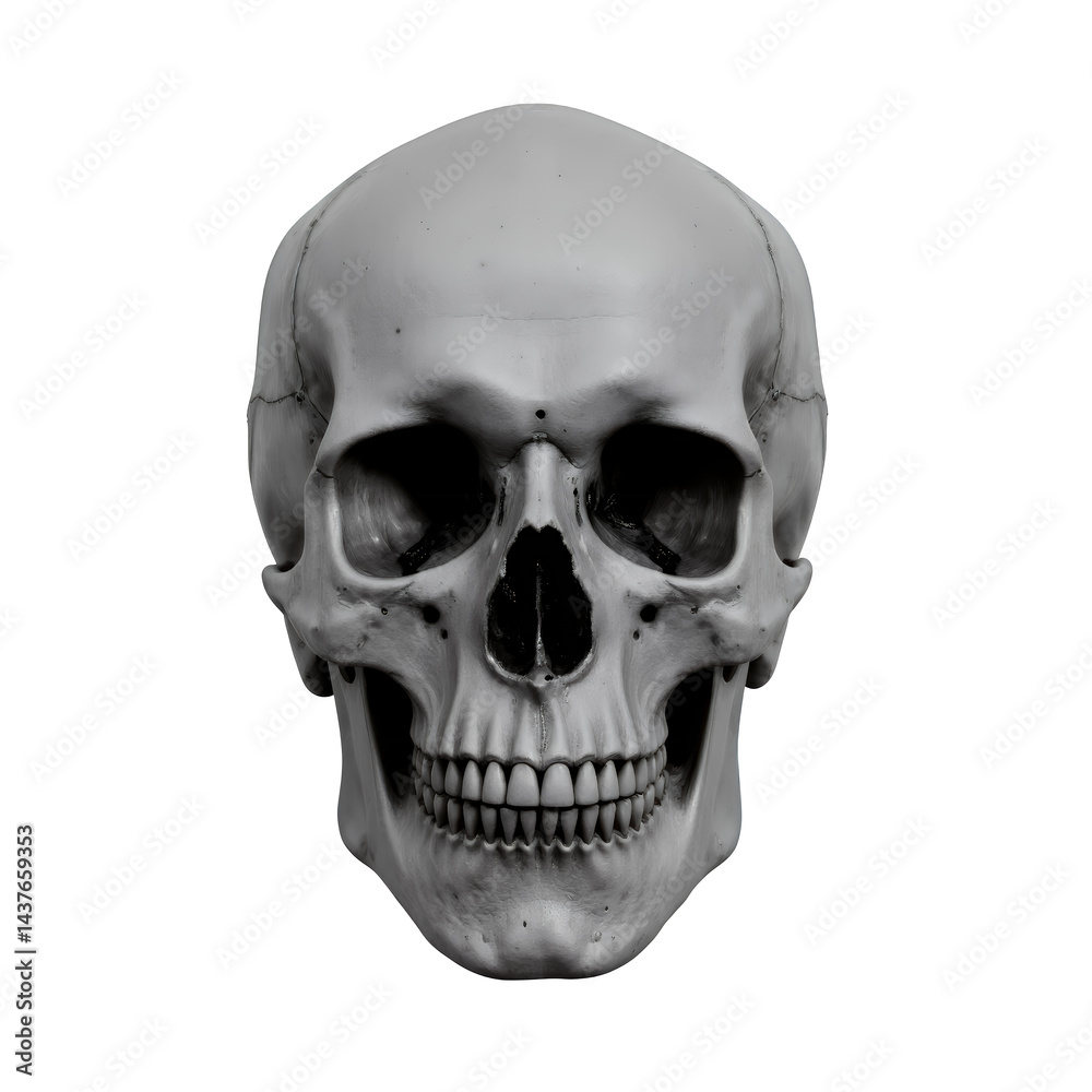 Obraz premium Realistic Human Skull - Anatomy, Halloween, Death - transparent background