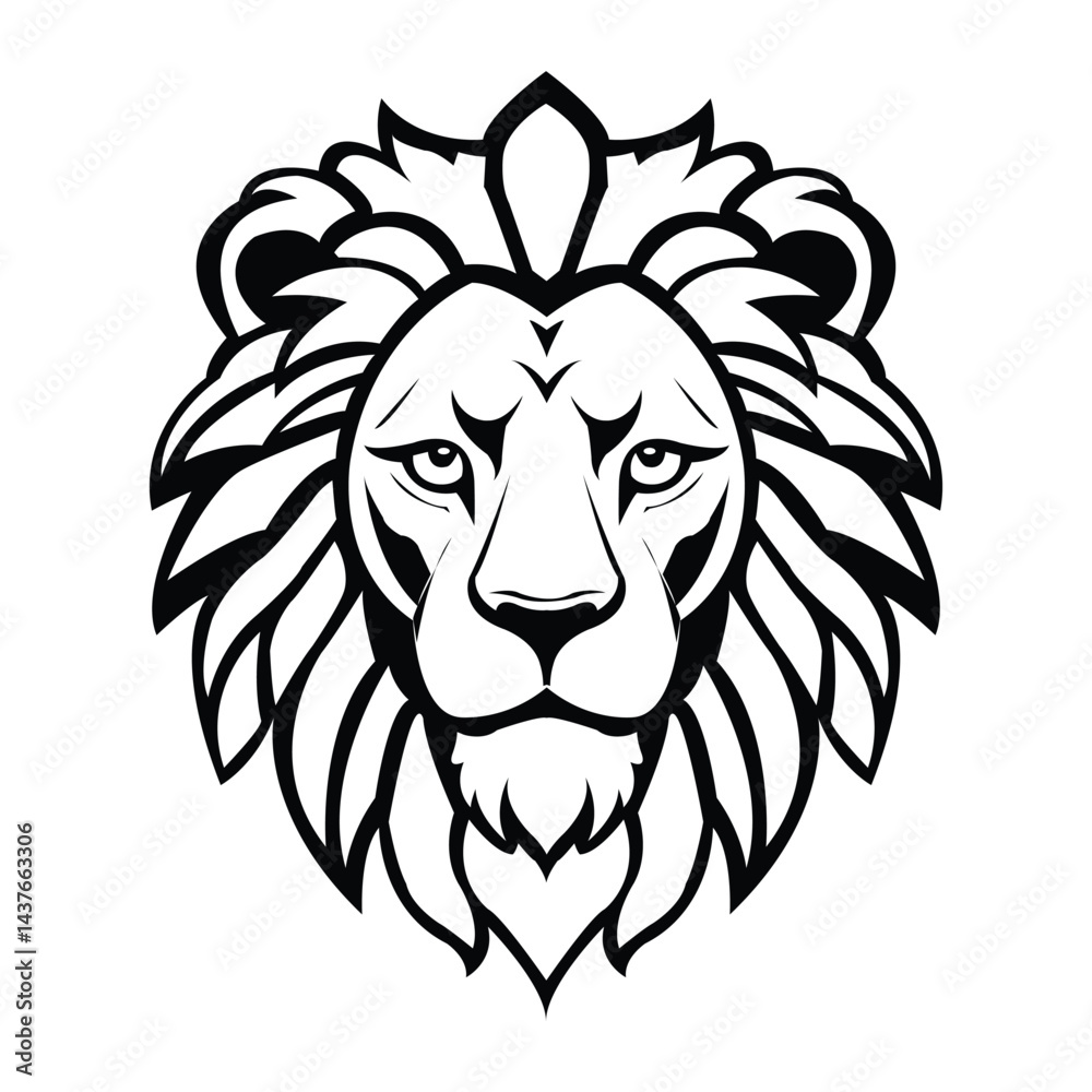 Obraz premium Fierce Lion Mascot Vector Illustration Clipart