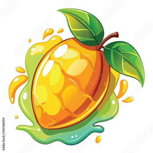 Vibrant citrus fruit illustration with juice splashes