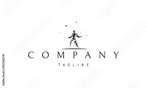 Vector logo with an abstract image of a powerful man made of electricity.