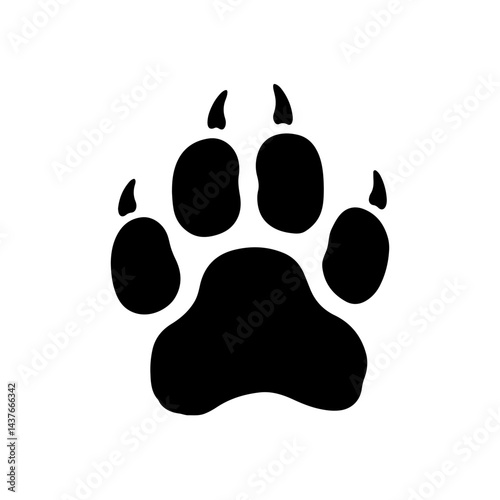 Big Cat Paw print   silhouette icon vector flat design.