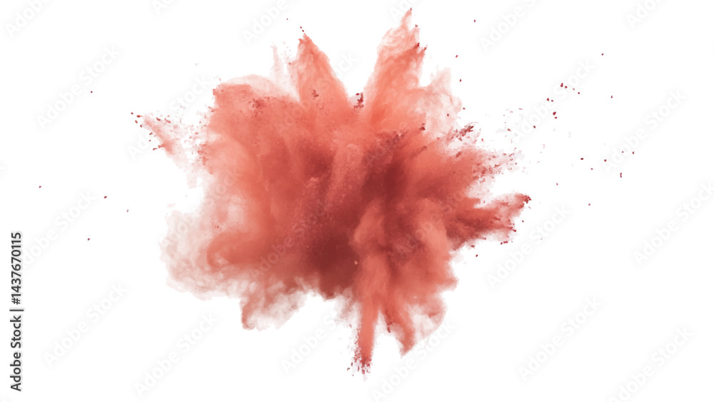 Dry Soil explosion with dirt and cloud smoke. Pink powder exploding with transparent background for easy integration, pink sand and powder with splashes of light pink in Stock,