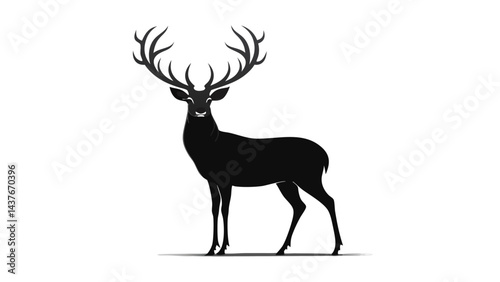 Deer Silhouette – Graceful Stag with Majestic Antlers Illustration