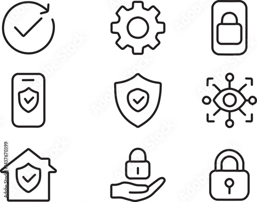 Cybersecurity Line Art Icons Pack | Safety, Privacy, Protection