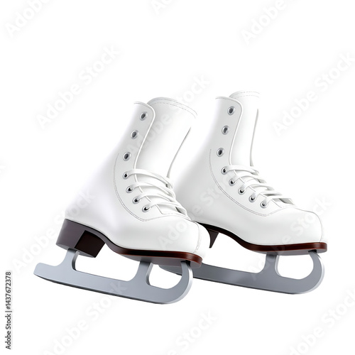 Pair of white ice skates isolated on a transparent background
