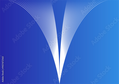 abstract blue symmetrical background with an arrow made of lines