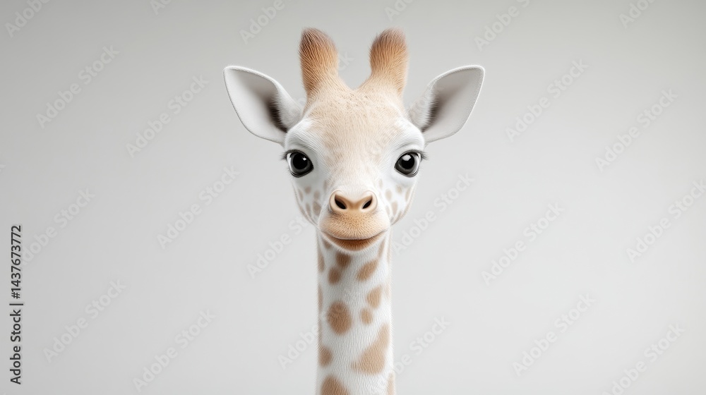 Obraz premium Cartoon Giraffe Face Close Up