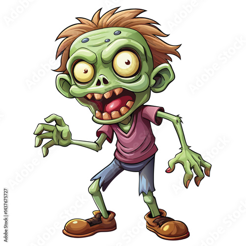 Halloween cartoon zombie with white background