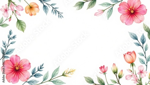Delicate watercolor floral pattern on white background, design, delicate