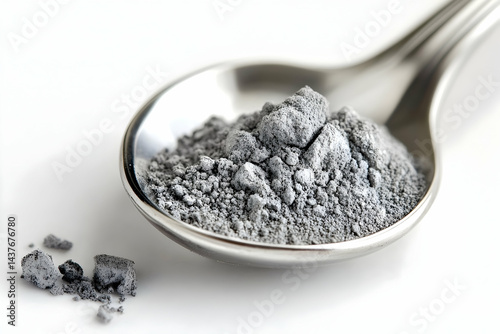 Gray powder sample on spoon