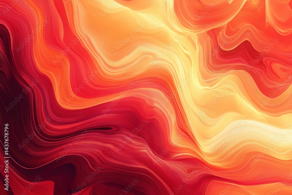Fototapeta premium Oil-painted strokes creating depth and movement in a vibrant abstract red and orange background for creative designs