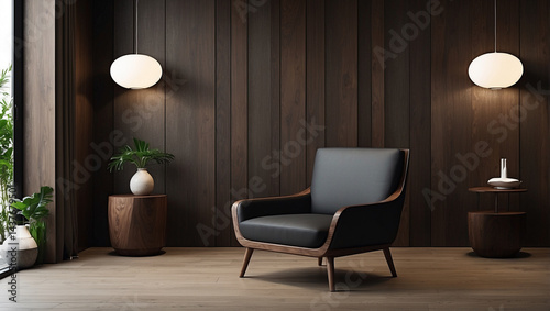 Sophisticated Dark Wood Reception Armchair for Welcoming Spaces