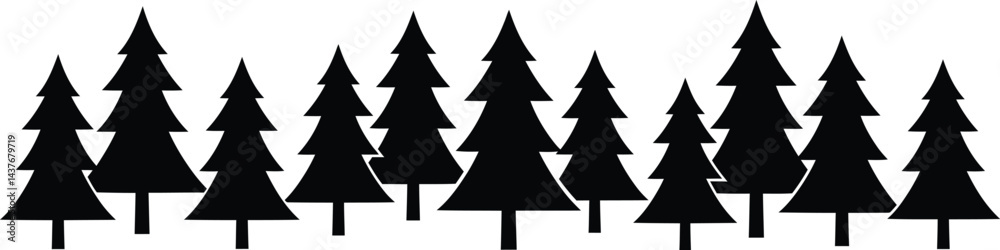 Obraz premium Minimalist Black and White Pine Tree Vector