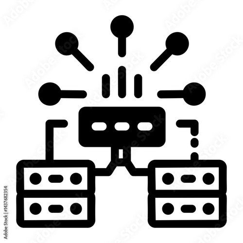 A glyph style icon showing a network switch 
