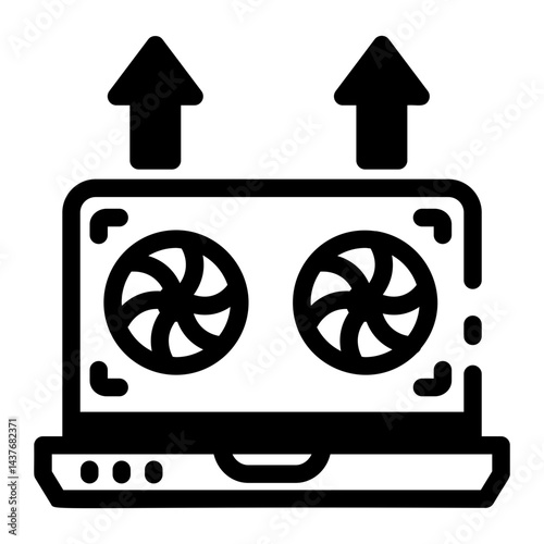 Laptop cooling fan icon in glyph style 
