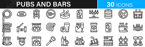 Pub and bar icon pack | Detailed Outline | Editable Stoke 60 icon | Victor illustrator.