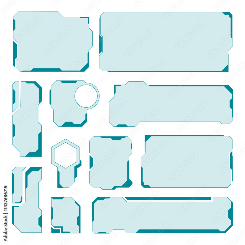 Obraz premium Set of futuristic UI elements for display panels and digital interfaces