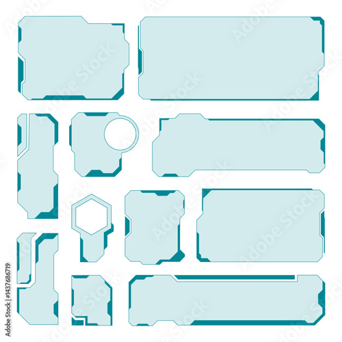 Set of futuristic UI elements for display panels and digital interfaces