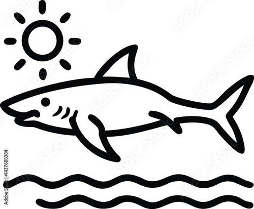 "Dynamic Shark Silhouette Collection Featuring Great White, Hammerhead, and Ocean Wildlife Scenes Vector Illustration"