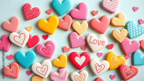  Love symbol, concept for Valentine's Day, wedding etc. Heart elements for love concept design. AI generated image