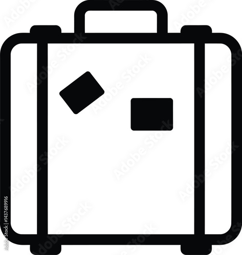 Minimalist Suitcase Icon - Black and White Vector