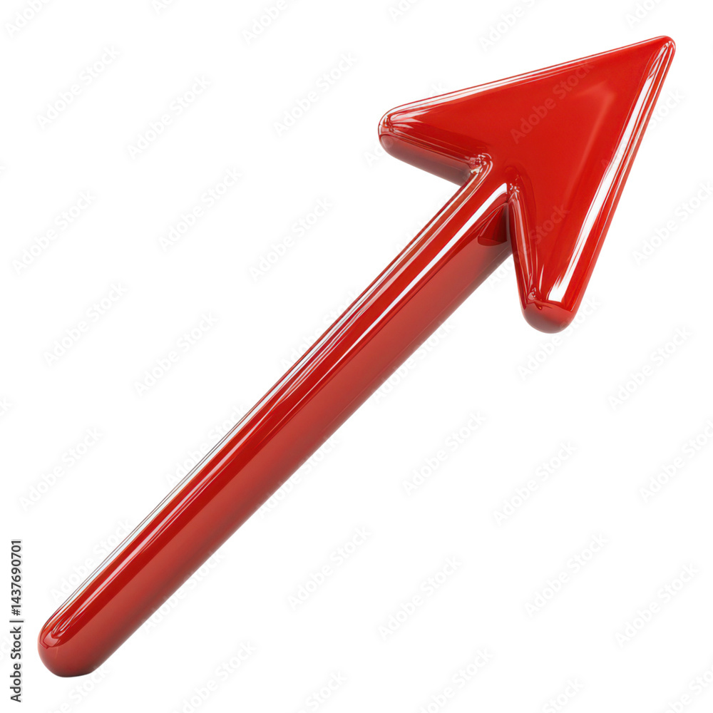 A shiny red upward-pointing arrow with a three-dimensional appearance. A shiny red upward-pointing arrow with a three-dimensional appearance.