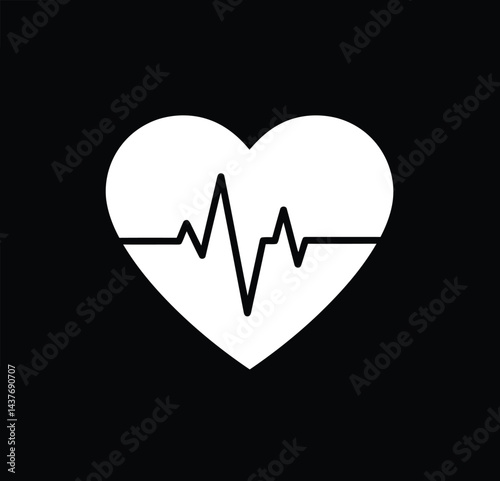 Minimalist Heart with EKG Line - Wellness Icon