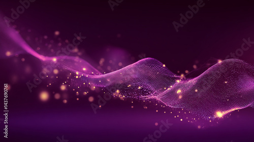 Abstract purple and pink glowing waves on dark background, Purple Cosmic Nebula with Glittering Stars, abstract background with shining dots stars