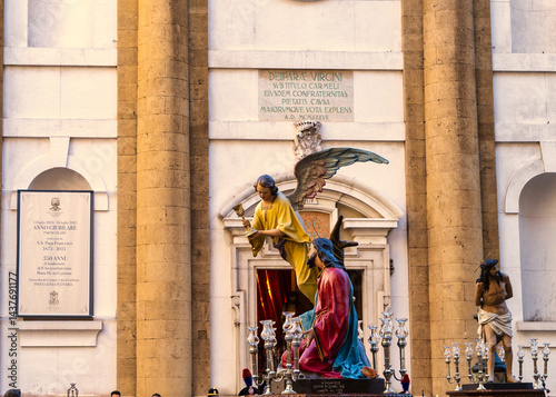 Volti e simboli della processione dei misteri tarantina. Statue dei misteri di Taranto - Puglia, Italy