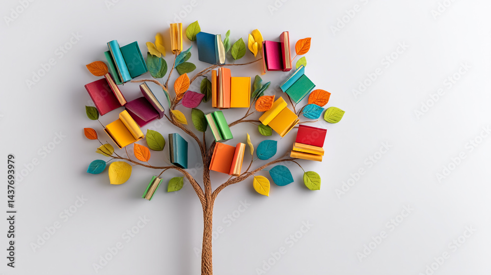 International literacy day concept with tree with books like leaves. International literacy day concept with tree with books like leaves. Literacy, International literacy day concept with tree