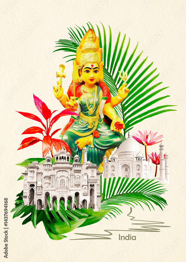 Collage or design of famous historical monument of India