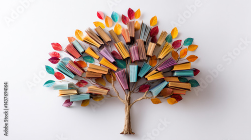 Obraz na płótnie Tree with full color books like leaves on tree on grass, literacy day concept with tree with books like leaves. International literacy day concept with tree with books like leaves. Liter w salonie