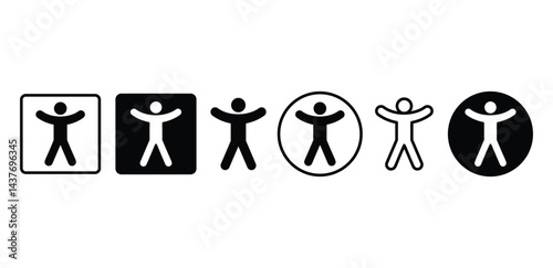 Simple Black And White Person Icons With Open Arms Vector Design Illustration