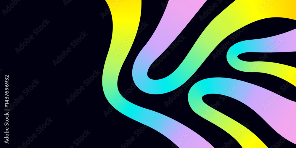Foto backdrop with abstract 3d rainbow curve smooth line, neon gradient pattern