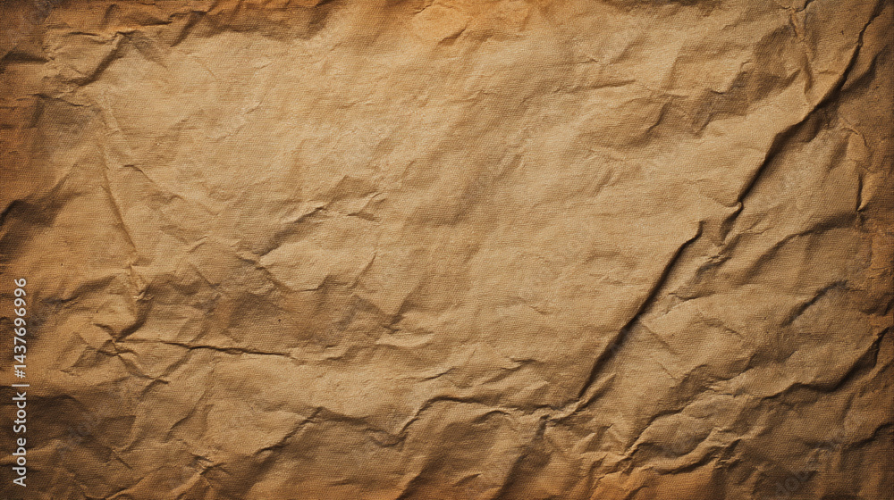 Old paper background with crumpled paper texture, a naturally aged kraft paper texture with slight creases, Crinkled brown paper texture