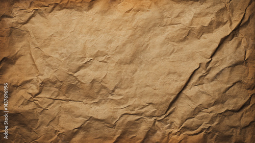 Obraz na płótnie Old paper background with crumpled paper texture, a naturally aged kraft paper texture with slight creases, Crinkled brown paper texture w salonie