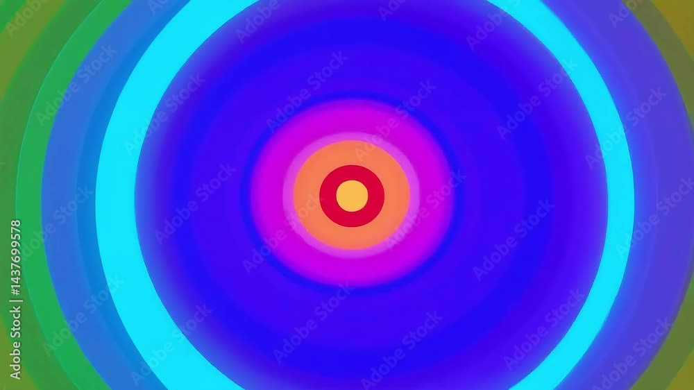 Expanding concentric circles pulse with rapidly changing vibrant colors in a hypnotic animation Expanding concentric circles pulse with rapidly changing vibrant colors in a hypnotic animation