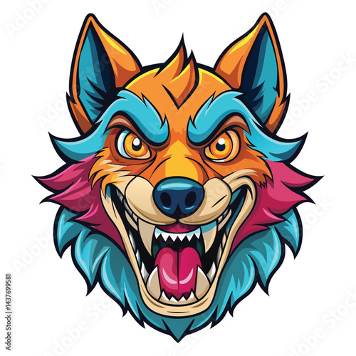 Angry wolf cartoon graphic
