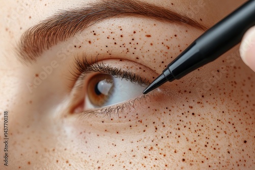 Dermatologist marking mole on skin with washable pen for biopsy 