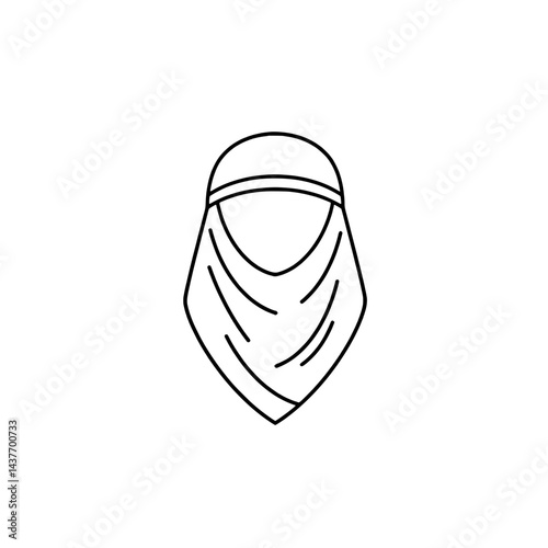 Icon of a Muslim women's headscarf design for cultural and religious concepts