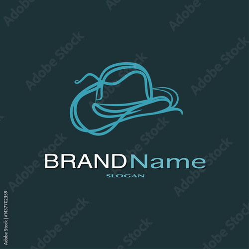 This logo showcases a stylish, artistic line drawing of a hat, created with smooth, flowing blue lines. The minimalist sketch captures the essence of fashion, creativity, and individuality