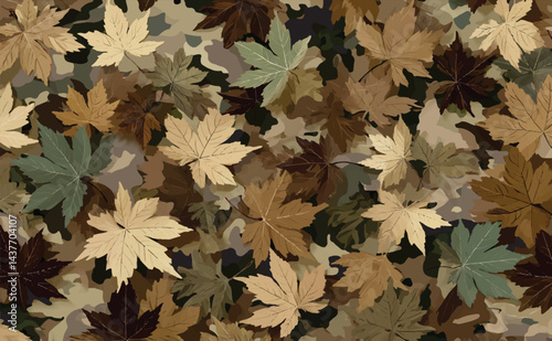 Camouflage seamless pattern. Forest real tree camouflage design. Hunting camouflage. Vector hunting camo texture.
