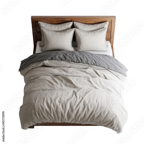 Transference of elemental comfort cozy bedroom setup home interior design minimalist top-down view