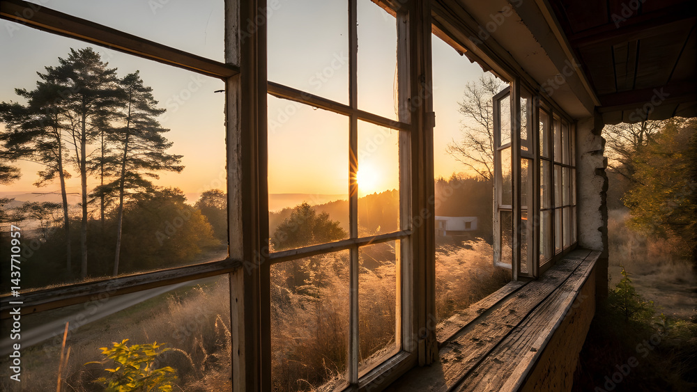 Obraz premium Sunrise Urban Scene with Slanted Light Highlighting Architectural Details. Perfect for: Sunrise city tours, early morning business routines