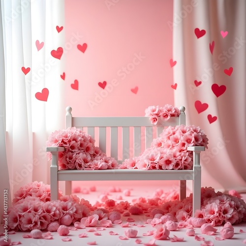 pink room with pink flowers