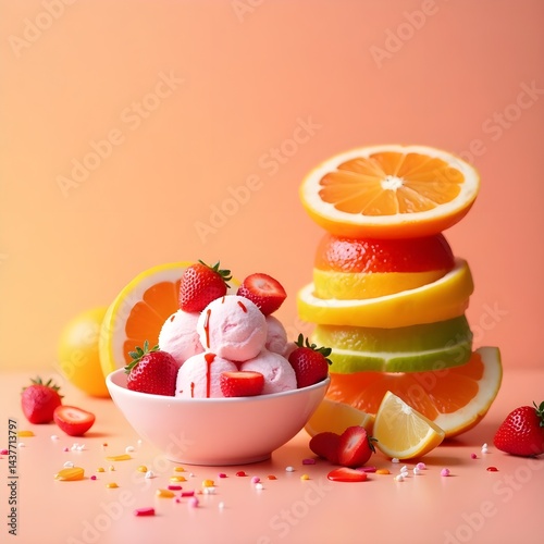 ice cream with fruits