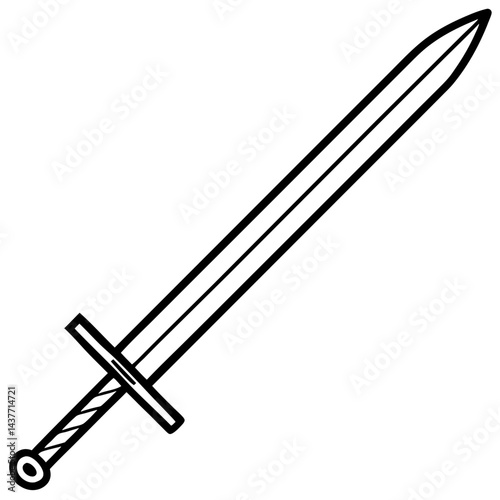 Broadsword vector line art on white background